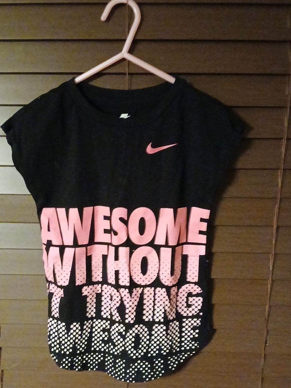 Nike Black Tee with Pink Graphic Swoosh